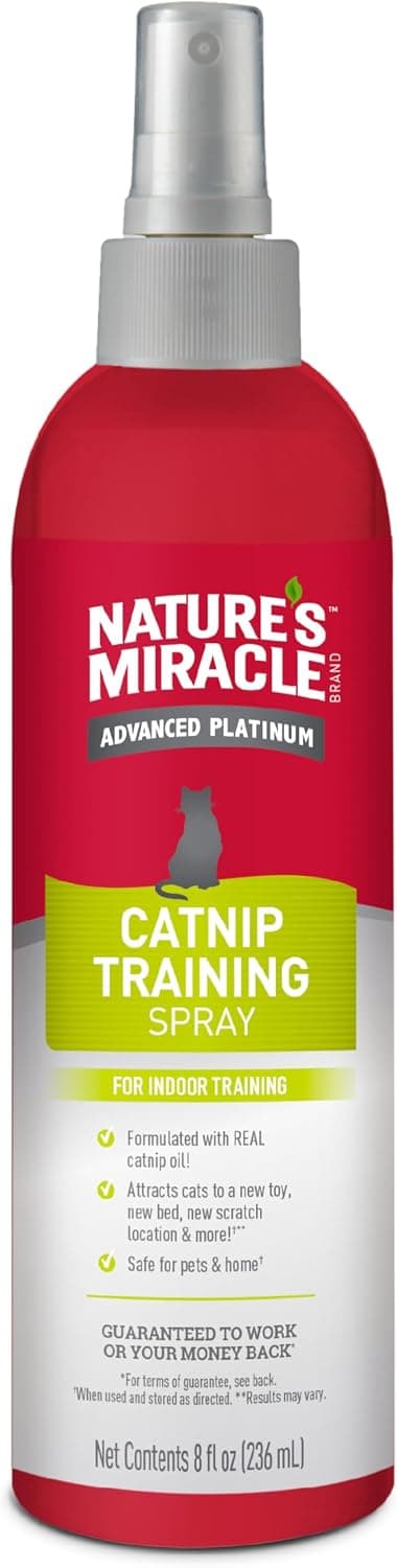 Nature’s Miracle Advanced Catnip Training Spray with Real Catnip Oil Attracts Cats and Encourages Positive Behavior, 8 Ounces