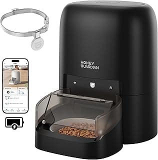 HoneyGuaridan RFID Automatic Cat Feeder with Collar Tag-Activated Personalized Meal, 4.6L 5G WiFi APP Control Cat Food Dispenser with 5000mah Battery,Multi-Pet Homes and Different Diets