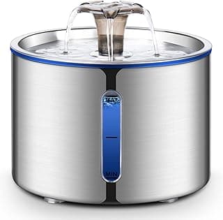 BOORCA Cat Water Fountain, 84oz/2.5L Stainless Steel Pet Water Fountain for Cats, Dogs and Multiple Pets, Automatic Dog Water Dispenser with Water Level Window, Ultra-Quiet Pump