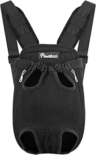 Pawaboo Pet Carrier Backpack, Adjustable Pet Front Cat Dog Carrier Backpack Travel Bag, Legs Out, Easy-Fit for Traveling Hiking Camping for Small Medium Dogs Cats Puppies 2.5-5lbs, S, Black