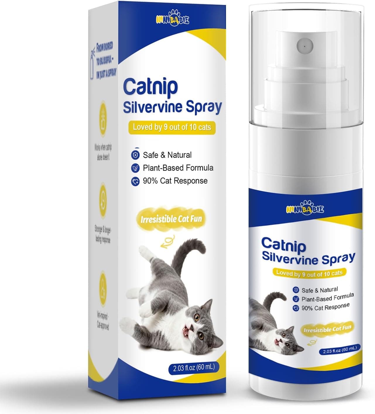 Upgraded Catnip Spray for Cats with Silvervine–Natural Dual-Plant Formula,Loved by 9 Out of 10 Cats,Cat Nip Spray Refresh Toys&Training Aid for Indoor Cats