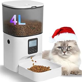 ANDOLL HOME Automatic Cat Feeder, 4L Cat Food Dispenser with 10s Voice Recorder, Pet Feeder up to 8 Meals per Day, Timed Dog Feeder with Dry Food Sealed Ring
