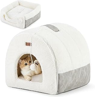 ZOMISIA Cat Bed Cave for Indoor Cats, 2-in-1 Cat Cave for Kittens and Small Pets with Removable Washable Cushioned Pillow, Enclosed Cat Bed Cozy Cat House Hideout with Non-Slip Bottom, 15 Inches