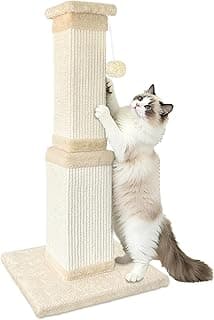 Cat Scratching Post for Large Cats, Cat Scratcher for Indoor Cats Adults, Sturdy Sisal Scratch Post to Protect Furniture, 32 Inch, Beige
