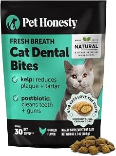 Fresh Breath Dental Bites for Cats – Crunchy & Creamy Cat Dental Treats for Fresh Breath, Tartar & Plaque Control – Dual-Texture Cat Oral Care Bites for Bright Teeth & Healthy Gums – 30 Day Supply