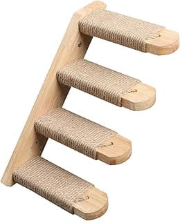 FUKUMARU Cat Climbing Shelf Wall Mounted, Four Step Cat Stair with Jute Scratching for Kitten Shelves Furniture - Small
