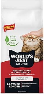 World's Best Cat Litter, Multiple Cat, Unscented, Odor Control, 8 lb Bag | Controls tough multi-cat odors and lasts 2x longer; natural corn litter, quick clumping, flushable, 99% dust free