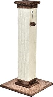Amazon Basics Sturdy Cat Scratching Post for Indoor Cats & Kittens, Classic Single Post with Sisal Rope, Jute Fiber, Wood Base, Large (35.4"H), Brown