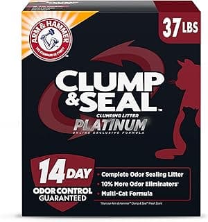 ARM & HAMMER Clump & Seal Platinum Cat Litter, Multi-Cat Clumping Litter Forms Rock-Hard Clumps, Powerful Odor Eliminators with Baking Soda, 14-Day Odor Control, 37 lbs