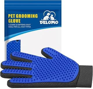 Pet Hair Remover Glove - Gentle Pet Grooming Glove Brush - Deshedding Glove - Massage Mitt with Enhanced Five Finger Design - Perfect for Dogs & Cats with Long & Short Fur - 1 Pack (Right-hand), Blue