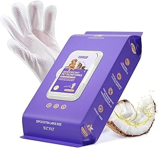 HICC PET Dog Wipes Cleaning Deodorizing Glove Wipes for Dogs, Cats & Horses, Vet Recommended Hypoallergenic Hydrating & Nourishing Pet Wipes for Eyes, Ears, Butt & Paws, No-Rinse, 20pcs Coconut Scent