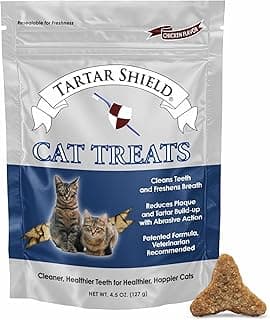Tartar Shield® Cat Treats | Daily Dental Treats | Cleans Teeth & Gums Fresh Breath Natural Oral Health Support | Wholesome & All-Natural Bites | USA Made | Tasty Chicken Flavor