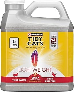 Purina Tidy Cats LightWeight 24/7 Performance Odor control, Multi-Cat, Clumping, 99.9 Percent Dust Free Cat Litter - 6 lb. Jug