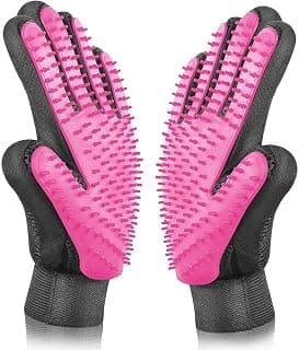BYETOO Pet Dog Cat Grooming Glove with 261Tips,Gentle Deshedding Brush Glove,Efficient Pet Hair Remover Mitt,Massage Tool with Enhanced Five Finger Design,for Dog,Cat,Rabbit,Horse with Long/Short Fur