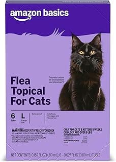 Amazon Basics Preventative Topical Flea Treatment and Prevention for Large Cats (Over 9 Pounds), Kills Fleas Within 12 Hours, 6 Count