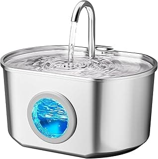 Cat Water Fountain Stainless Steel: 74oz/2.2L Cat Fountain for Drinking | Pet Water Fountain Inside - Automatic Dog Watering Dispenser Bowl - Pet Feeding & Watering Supplies