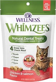 Wellness WHIMZEES Cat Dental Treats, Freshens Breath, Chicken and Salmon Flavor, 4.5 oz Bag