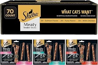 Sheba Meaty Tender Sticks Cat Treats Chicken, Tuna Flavor, or Salmon Flavor, 0.14 oz., 70 Count