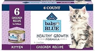 Blue Buffalo Baby Blue Natural Kitten Wet Cat Food, Healthy Growth Formula with DHA, Chicken Recipe Multi-Pack, 3-oz. Cans (6 Count)