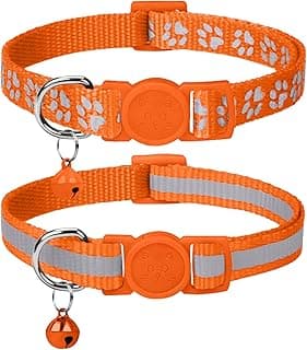Taglory Reflective Cat Collar Breakaway with Bell, High Visibility Night Strip, Lightweight Adjustable Nylon Collar for Boy Girl Cats, 2 Pack, 7.5-12.5 Inch, Orange