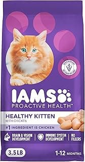 IAMS Proactive Health Kitten Dry Cat Food, Healthy Kitten Food Dry Recipe with Real Chicken in Every Bite, 3.5 Lb. Bag