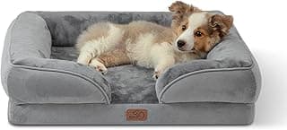 Bedsure Orthopedic Dog Bed Medium Size Dogs - Washable Small Medium Dog Cat Bed Waterproof, Comfort Cats Couch Sofa with Washable Removable Cover, Pets Bed with Nonskid Bottom, Grey, 28"