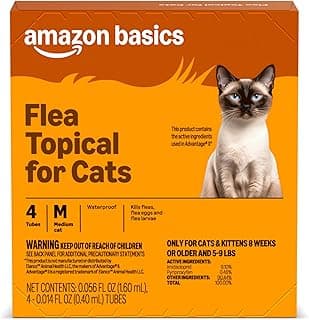 Amazon Basics Topical Flea Treatment for Medium Cats (5-9 Pounds), 4 Count, Packaging May Vary