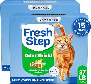 Fresh Step Advanced Odor Shield Light Weight Multi Cat Clumping Litter with Febreze Freshness, Gain Scent, Ammonia Block Technology, 18.5 lb. Box, Pack of 2