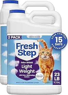 Fresh Step Advanced Odor Shield Light Weight Multi Cat Clumping Litter with Febreze Freshness, Ammonia Block Technology, 11.5 lb. Jug, Pack of 2