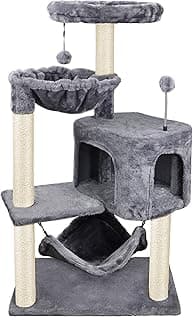 YUNIQUE Cat Tree with Cat Condo and Big Hammock, Grey