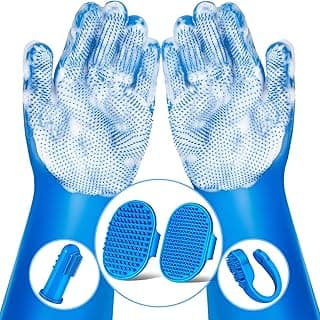 6PCS Grooming & Bath Supplies for Dogs, Cats | Dog Washing Gloves | Dog Bath Brush | Dog Shower Brush | Pet Grooming Gloves | Dog Grooming kit | Pet Supplies for Showerhead & Sprayer (Navy Blue)