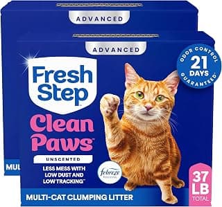 Fresh Step Advanced Clean Paws Multi Cat Clumping Litter with Febreze Freshness, Low Tracking, 18.5 lb. Box, Pack of 2