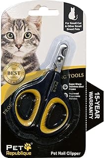 Cat Nail Clippers by Pet Republique – Professional Stainless-Steel Nail Clipper for Cats, Kittens, Hamster, Rabbits, Birds, & Small Breed Animals Claw Trimmer (Black+Yellow)