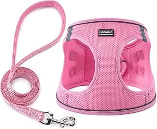 BOOMIBOO Dog Harness with Leash Set, No Pull Adjustable Reflective Step-in Puppy Pet Vest Harnesses for Small Medium Large Dogs and Cats,Pink XS