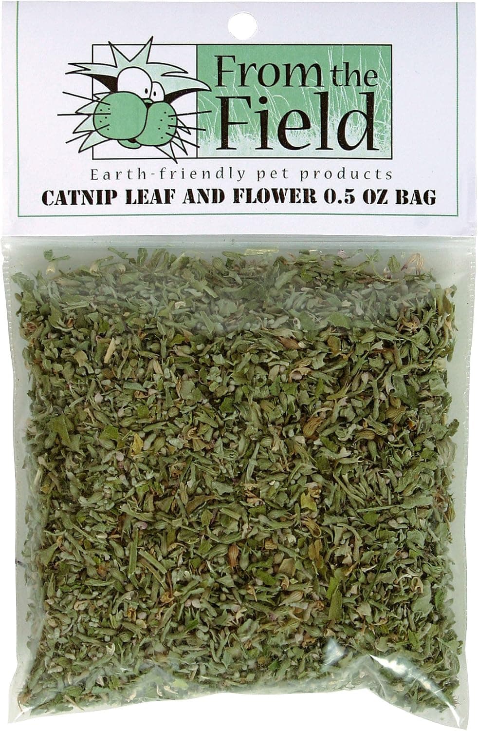 From The Field | 0.5 oz Organic Catnip Leaf and Flower | Fresh USA-Grown Catnip for Cats & Kittens | Resealable Bag for Potency & Long-Lasting Play | Safe Natural Cat Treat for Toys & Scratching Posts