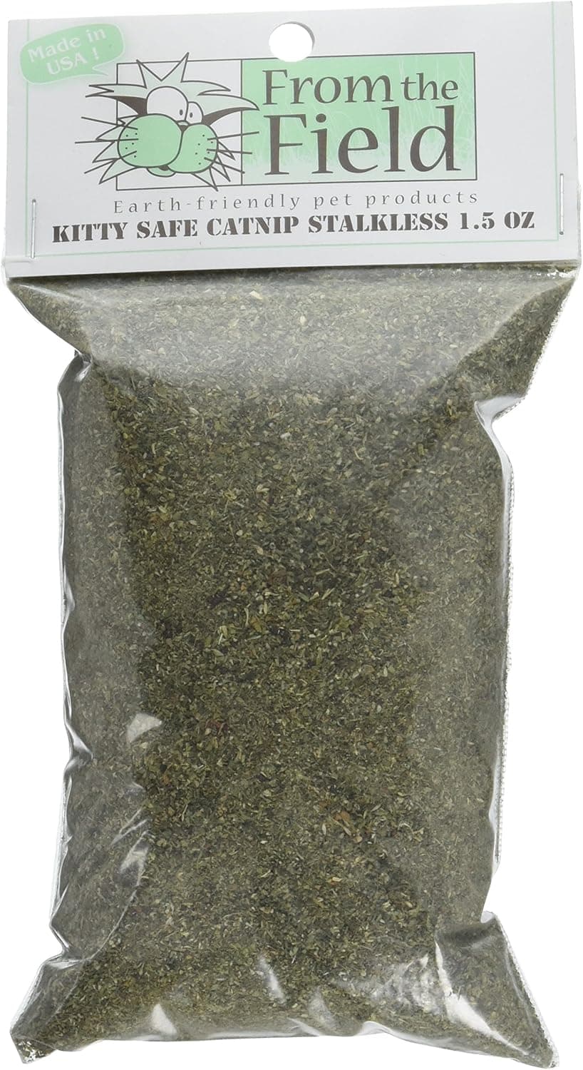 from The Field | Fine Ground Stalkless Catnip | Premium USA-Grown Catnip for Toys & Playtime | Fresh, Potent, Non-Toxic, Eco-Friendly | Safe for Kittens & Cats | Resealable 1.5 Oz Bag